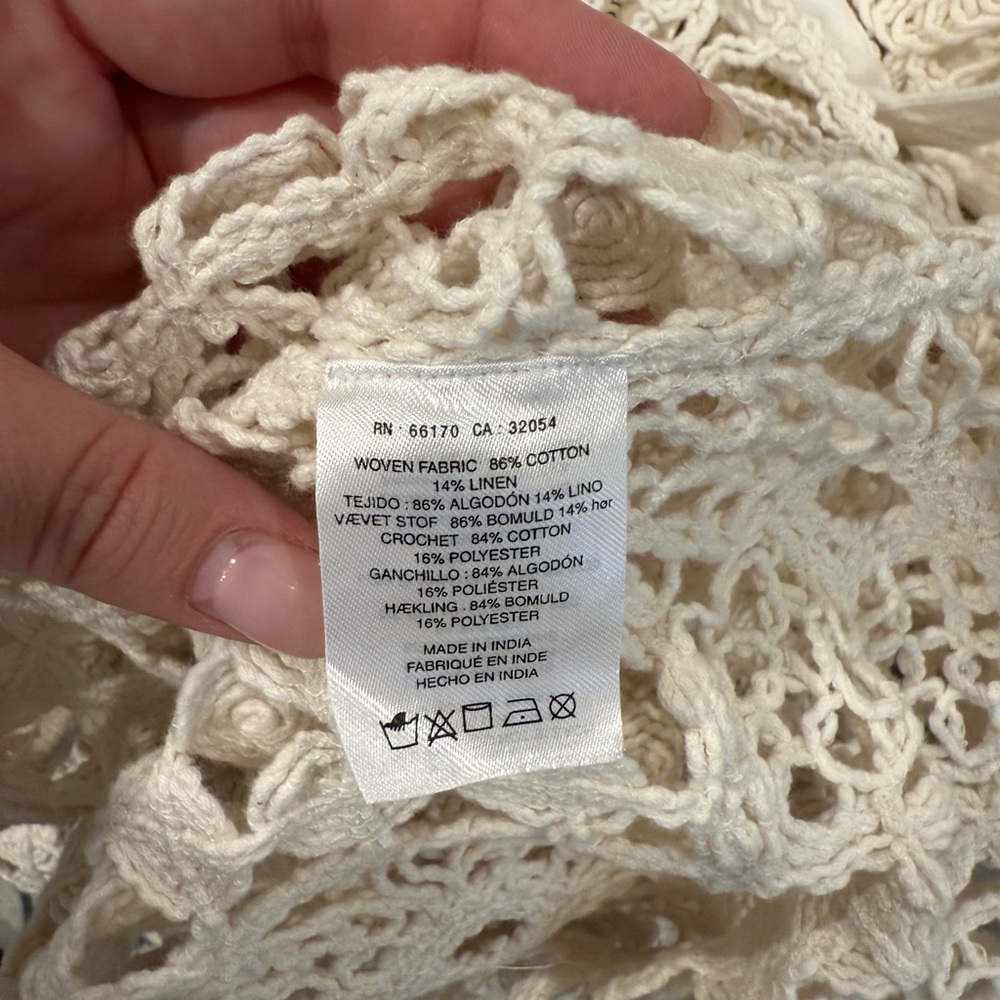 Women's White Crochet Swim Coverup Kaftan - Picture 3 of 3